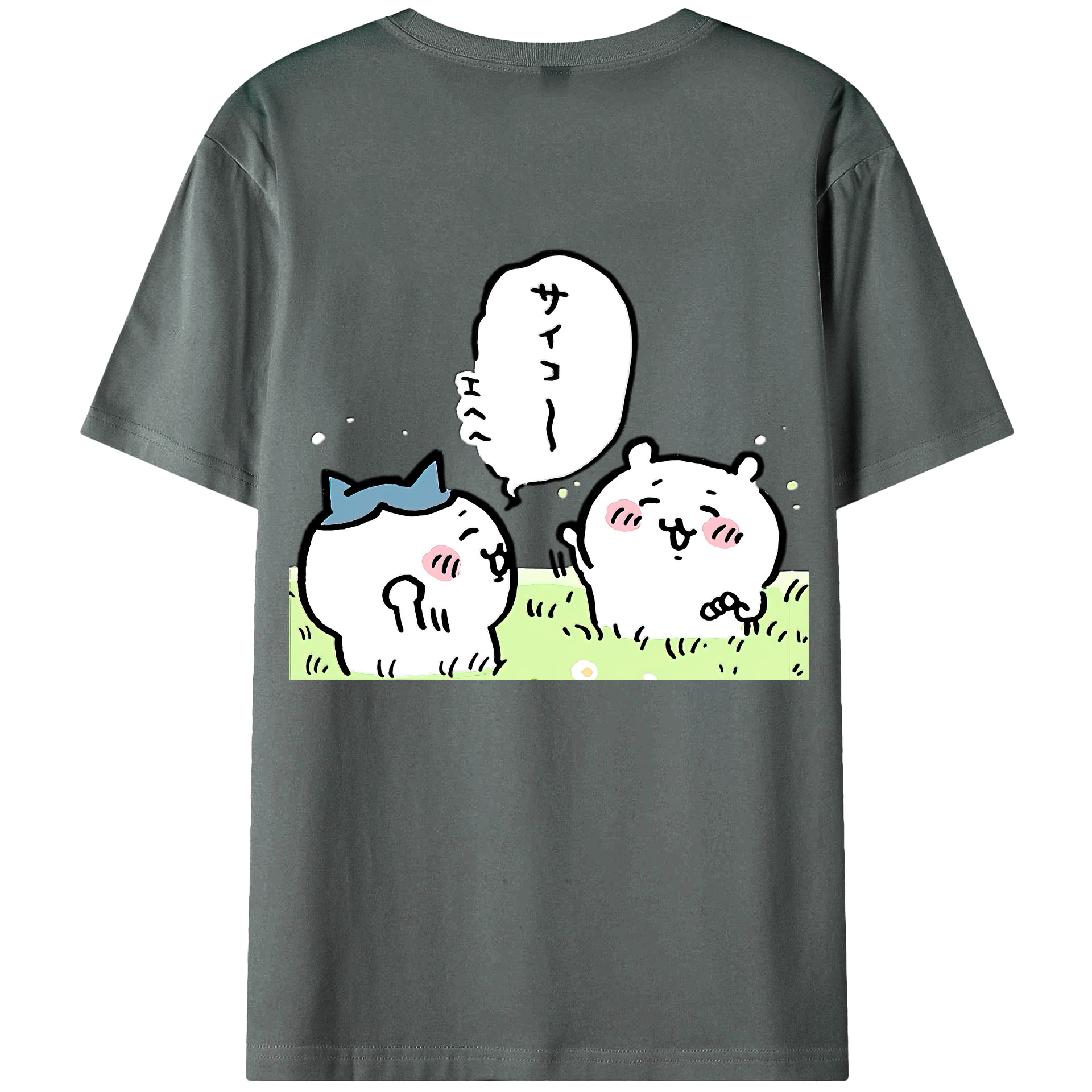 （画像用） ちいかわ ちいかわ Chii-kawa chiikawa 綿100％ メンズ半袖Tシャツ（バックプリント） 通気性